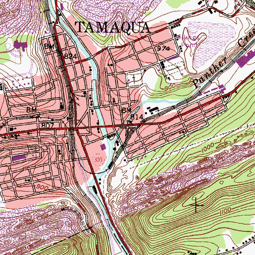 Topographic Map of Tamaqua Police Department, PA