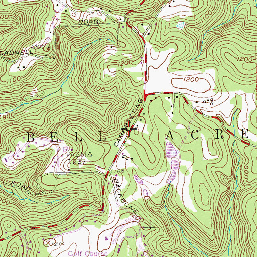 Topographic Map of Bell Acres Borough Police Department, PA