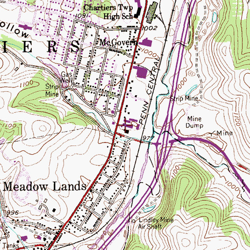 Topographic Map of Chartiers Township Police Department, PA