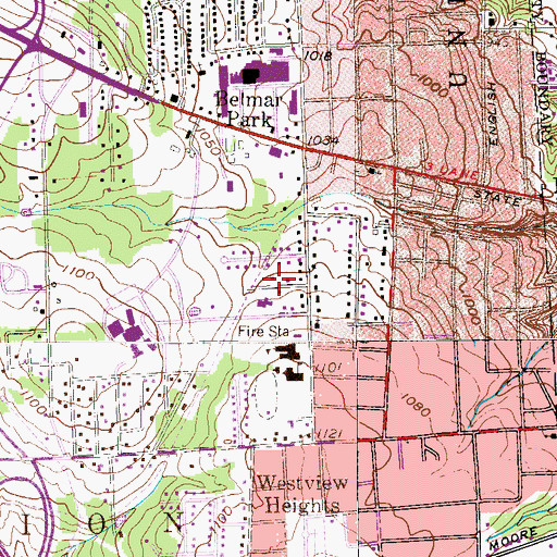 Topographic Map of Union Township Police Department, PA