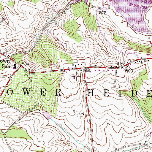 Topographic Map of Lower Heidelberg Township Police, PA
