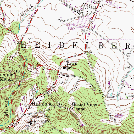 Topographic Map of South Heidelberg Township Police Department, PA