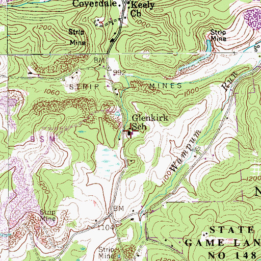 Topographic Map of New Beaver Police Department, PA