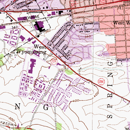 Topographic Map of Spring Township Police Department, PA