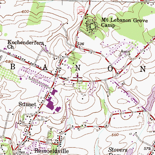 Topographic Map of North Lebanon Police Department, PA
