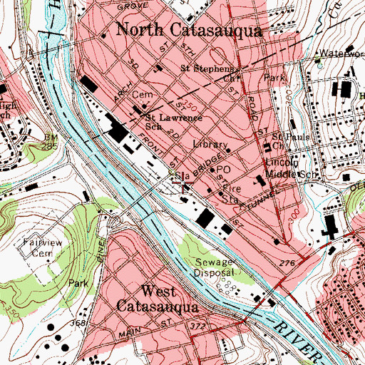 Topographic Map of Catasauqua Police Department, PA