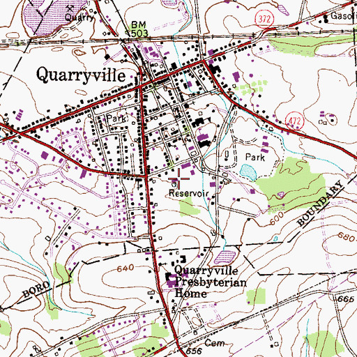 Topographic Map of Quarryville Police Department, PA