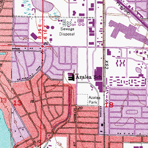 Topographic Map of Azalea School, FL