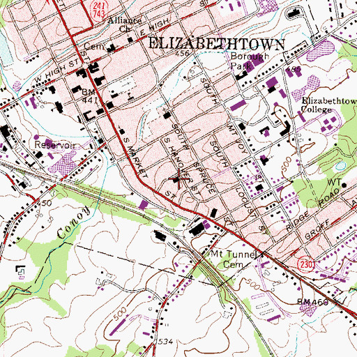Topographic Map of Elizabethtown Police Department, PA