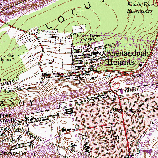 Topographic Map of West Mahanoy Township Police Department, PA