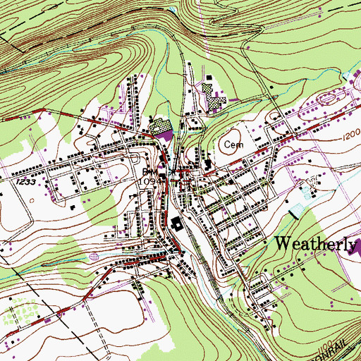 Topographic Map of Weatherly Police Department, PA
