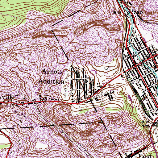Topographic Map of New Castle Township Police Department, PA