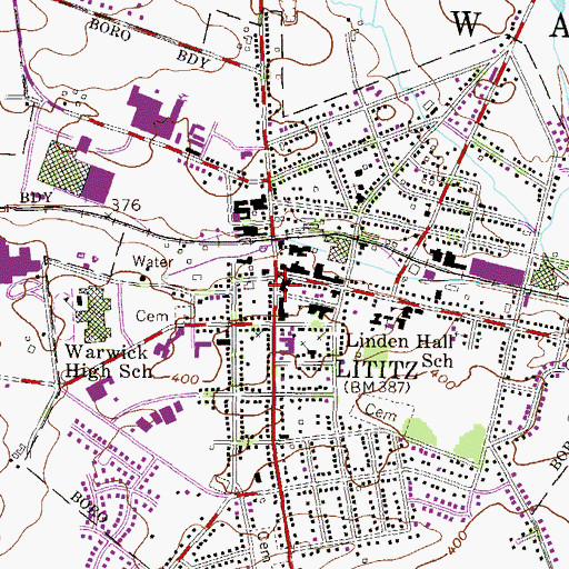 Topographic Map of Lititz Borough Police Department, PA