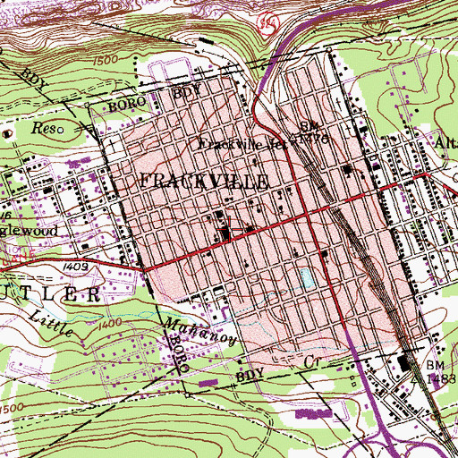 Topographic Map of Frackville Borough Police Department, PA