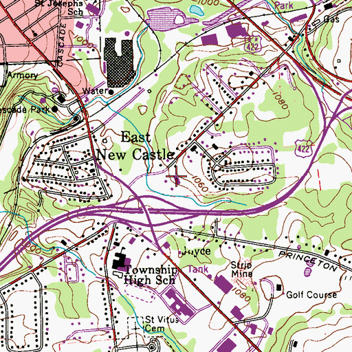 Topographic Map of Shenango Township Police Department, PA