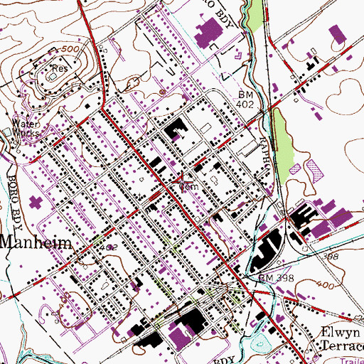 Topographic Map of Manheim Borough Police Department, PA