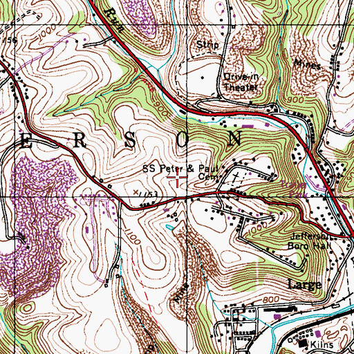 Topographic Map of Jefferson Hills Police Department, PA