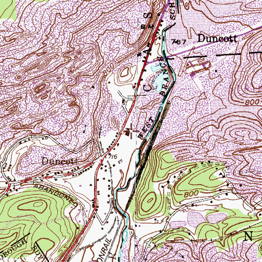 Topographic Map of Cass Township Police Department, PA