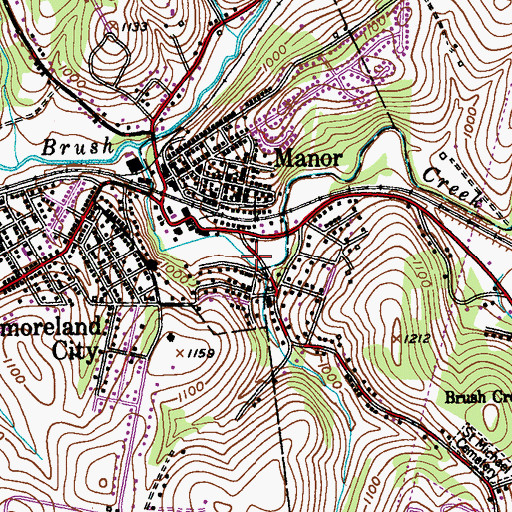 Topographic Map of Manor Borough Police Department, PA