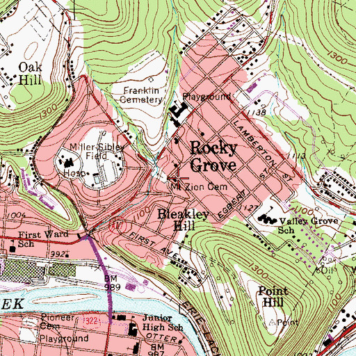 Topographic Map of Borough of Sugarcreek Police Department, PA