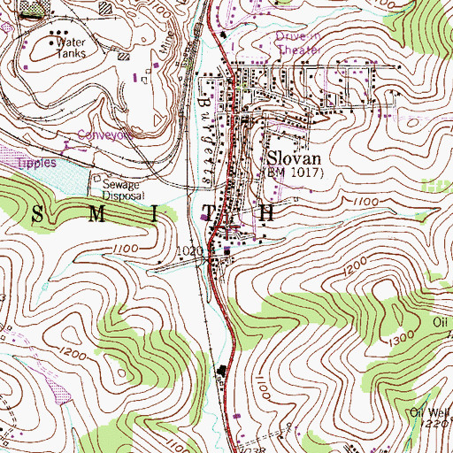 Topographic Map of Smith Township Police Department, PA