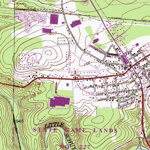Topographic Map of Rush Township Police Department, PA