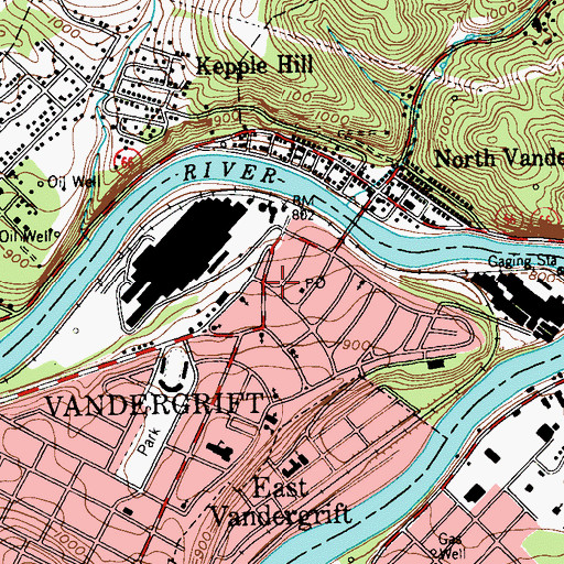 Topographic Map of Vandergrift Police Department, PA