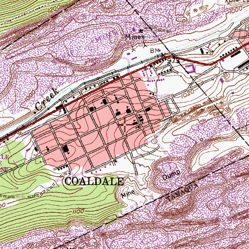 Topographic Map of Coaldale Borough Police Department, PA
