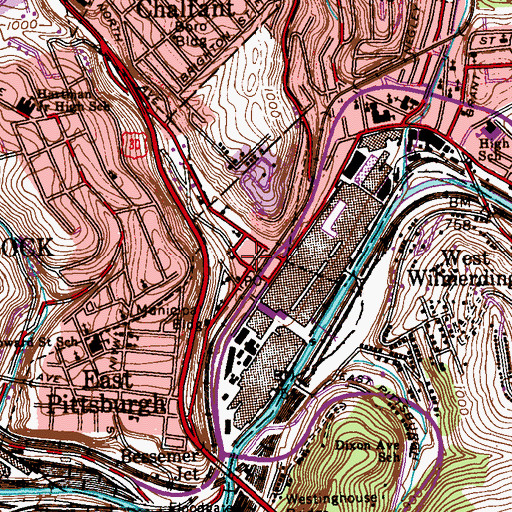 Topographic Map of East Pittsburgh Borough Police Department, PA