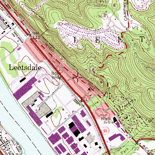 Topographic Map of Leetsdale Borough Police Department, PA