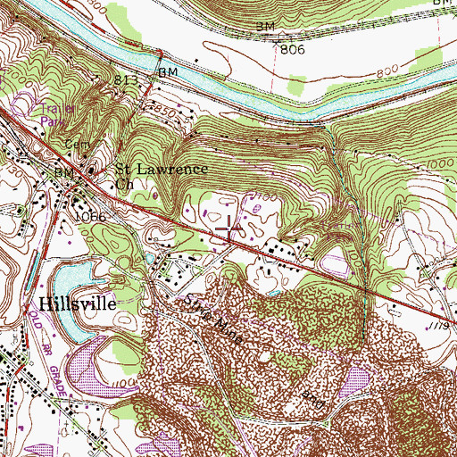 Topographic Map of Mahoning Township Police Department, PA