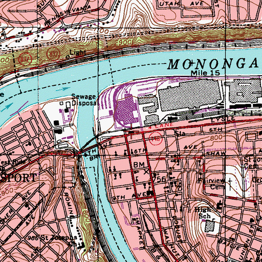 Topographic Map of McKeesport Police Department, PA