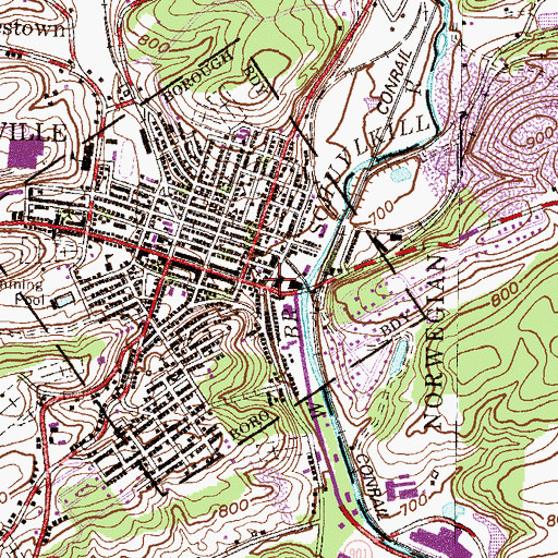 Topographic Map of Minersville Police Department, PA