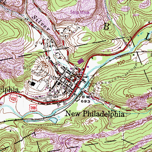 Topographic Map of New Philadelphia Police Department, PA