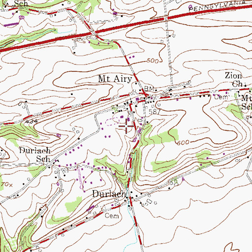 Topographic Map of Northern Lancaster County Regional Police Department, PA