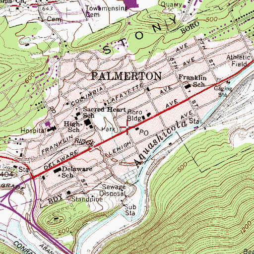 Topographic Map of Palmerton Borough Police Department, PA
