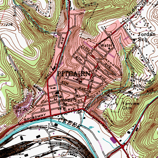 Topographic Map of Pitcairn Borough Police Department, PA