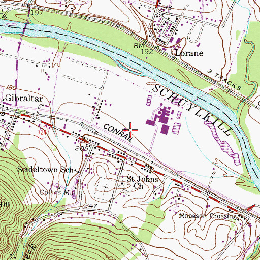 Topographic Map of Robeson Township Police Department, PA