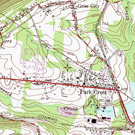 Topographic Map of Ryan Township Police Department, PA