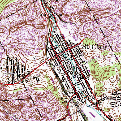 Topographic Map of Saint Clair Borough Police Department, PA