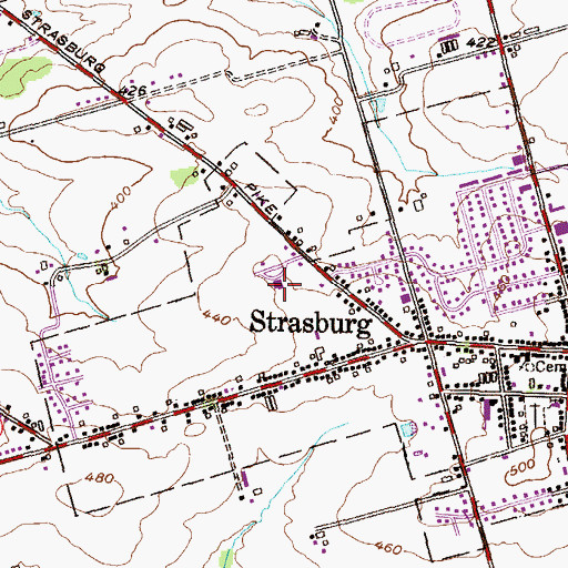 Topographic Map of Strasburg Borough Police Department, PA