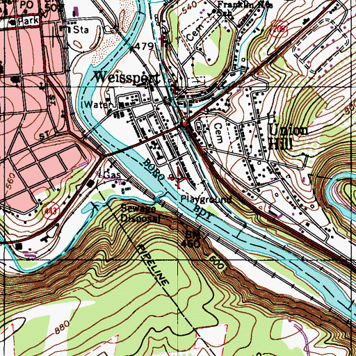 Topographic Map of Weissport Borough Police Department, PA