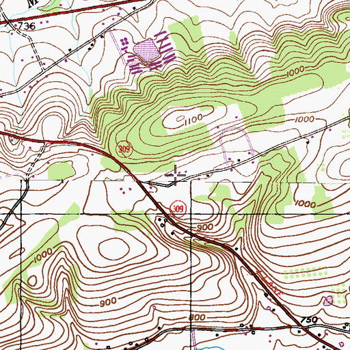 Topographic Map of West Penn Township Police Department, PA