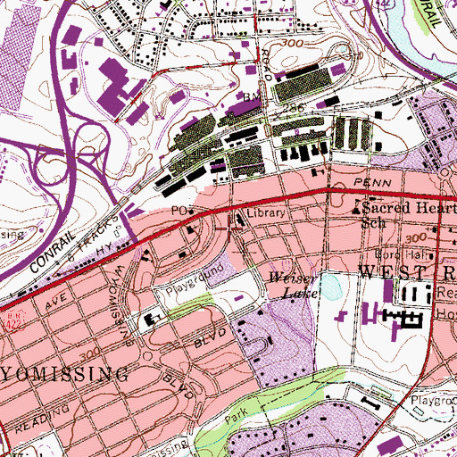 Topographic Map of Wyomissing Borough Police Department, PA