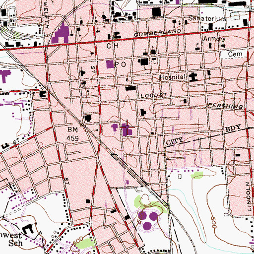 Topographic Map of Lebanon County Sheriff's Department, PA