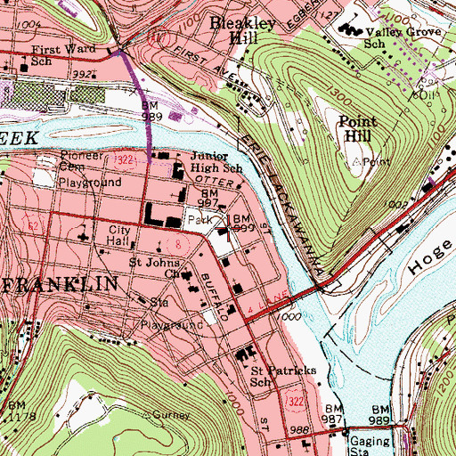 Topographic Map of Venango County Sheriff's Office, PA