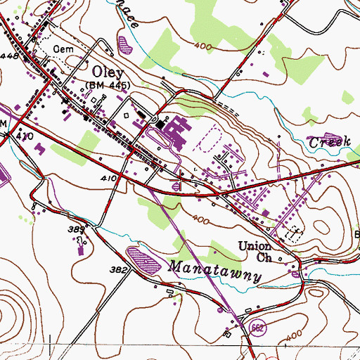 Topographic Map of Oley Fire Company Ambulance Station 5 Squad 565, PA