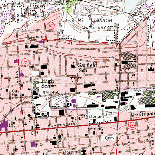 Topographic Map of Lebanon Fire Department - Rescue Hose Company 4, PA