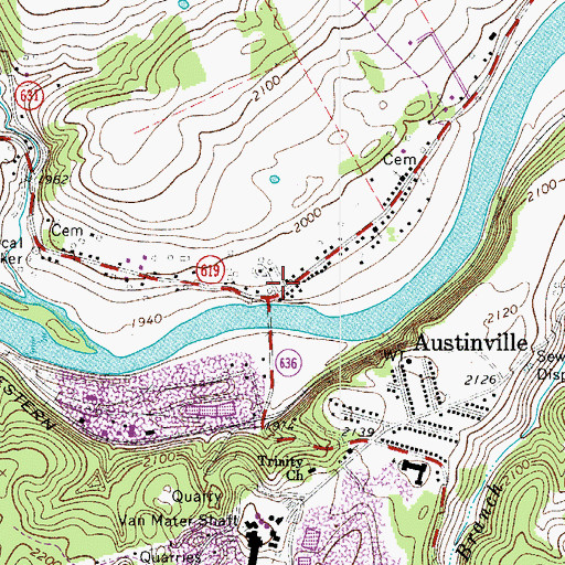 Topographic Map of Austinville Post Office, VA