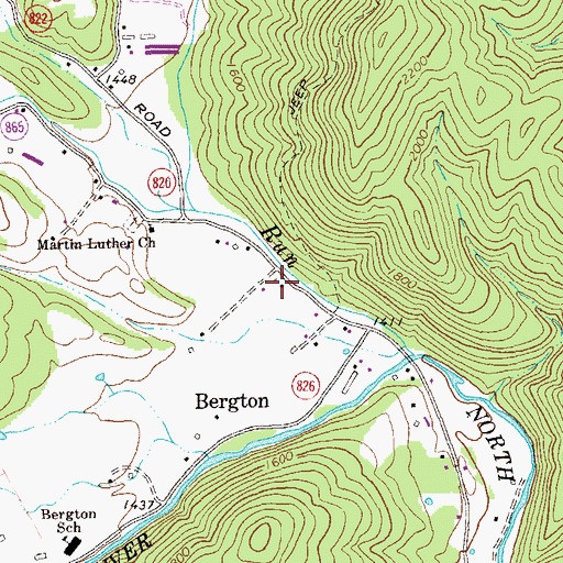 Topographic Map of Bergton Post Office, VA